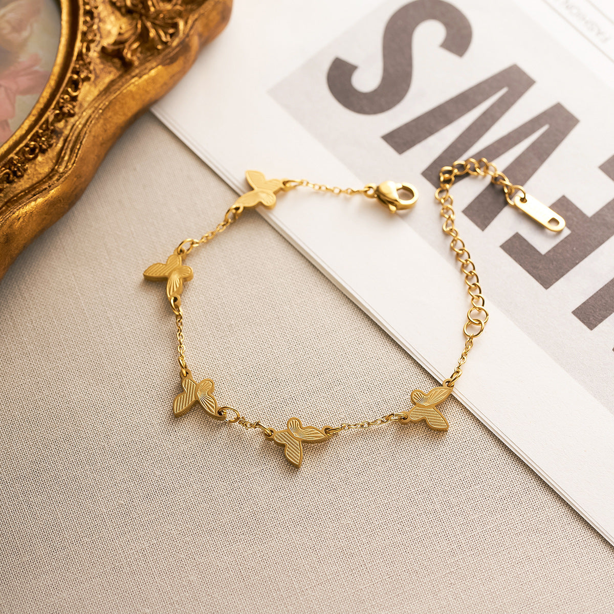 Women's 18K Gold-Plated Titanium Steel Butterfly Bracelet — Non-Fading Luxury