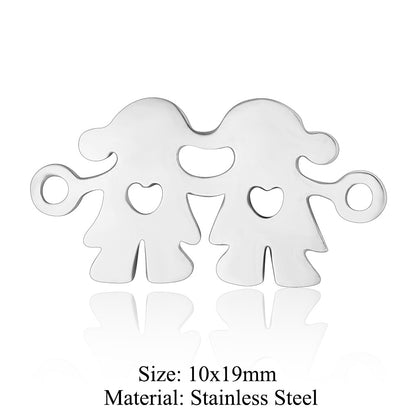 5 pcs/titanium steel jewelry pendant family baby feet
