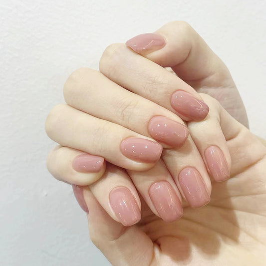 Solid Color European Medium Long Square Nails