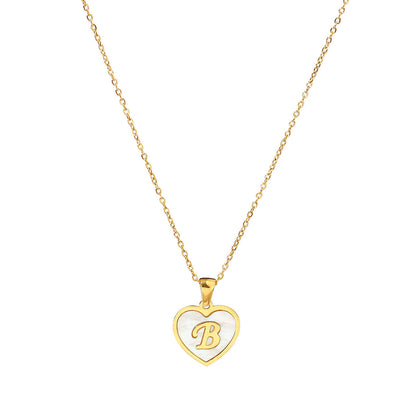 Titanium steel heart-shaped 26 English letter necklace