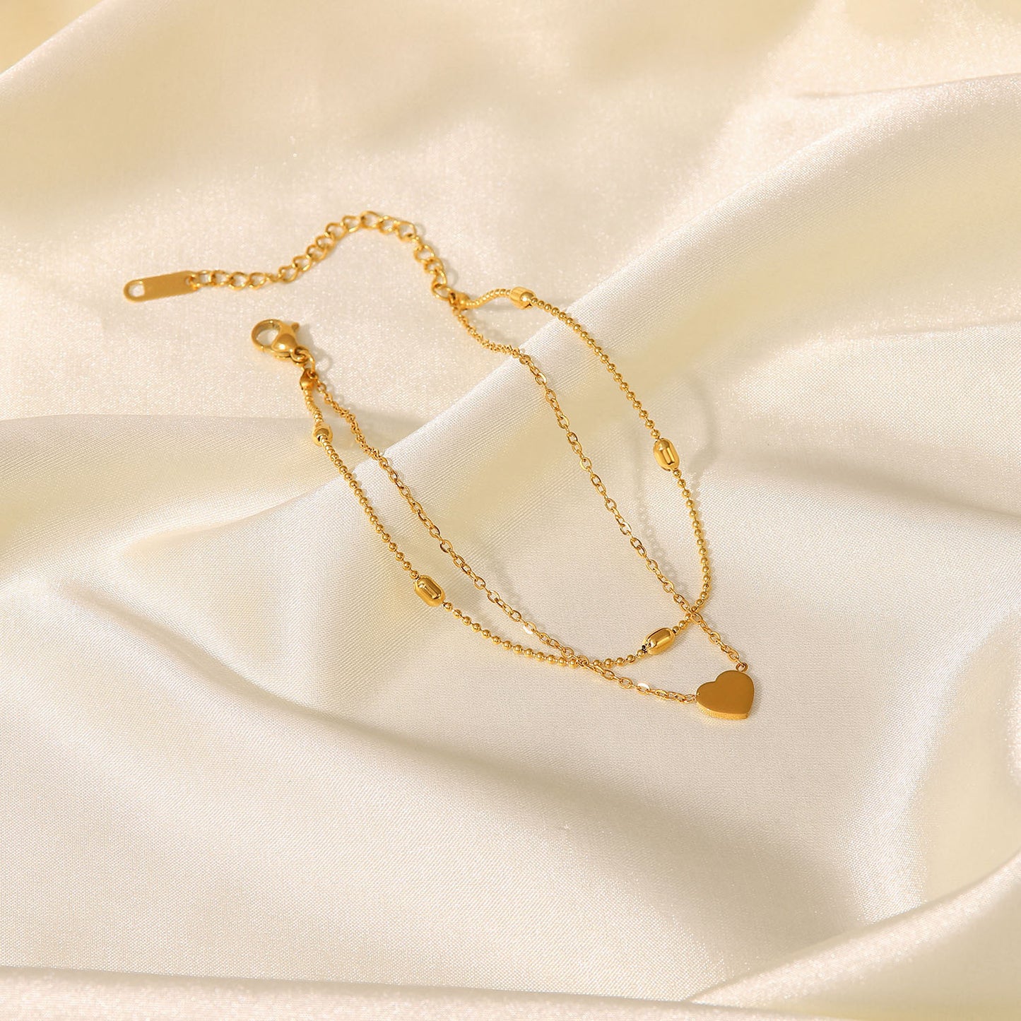 Oval Bead Double Layer Anklet