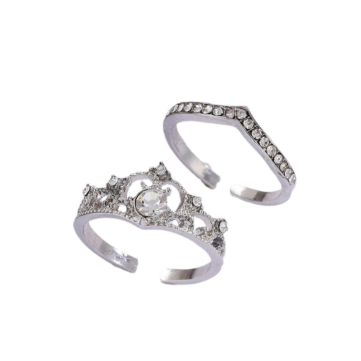 Crown Diamond 2-Piece Ring Set