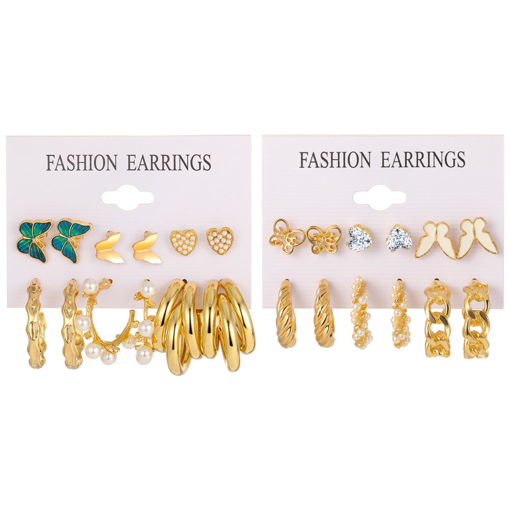 Twist Metal Earring Set (6 Pairs)