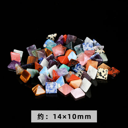 14Mm Natural Jade Crystal Pyramid Ring Loose Beads