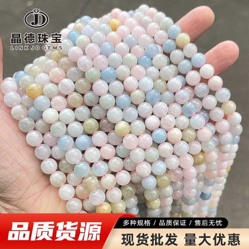 A grade natural transparent morganite round beads