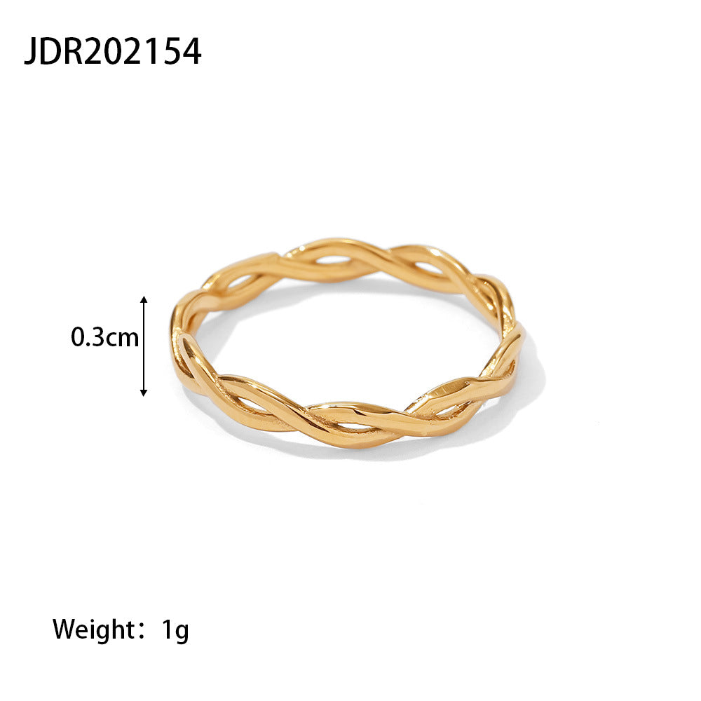 Twist Linear Geometric Hollow Stacking Ring