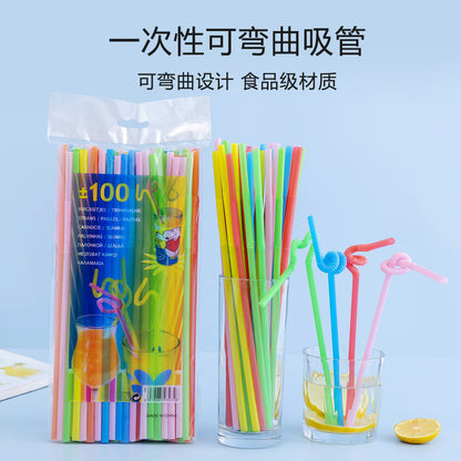 Disposable Colorful Bendable Straws