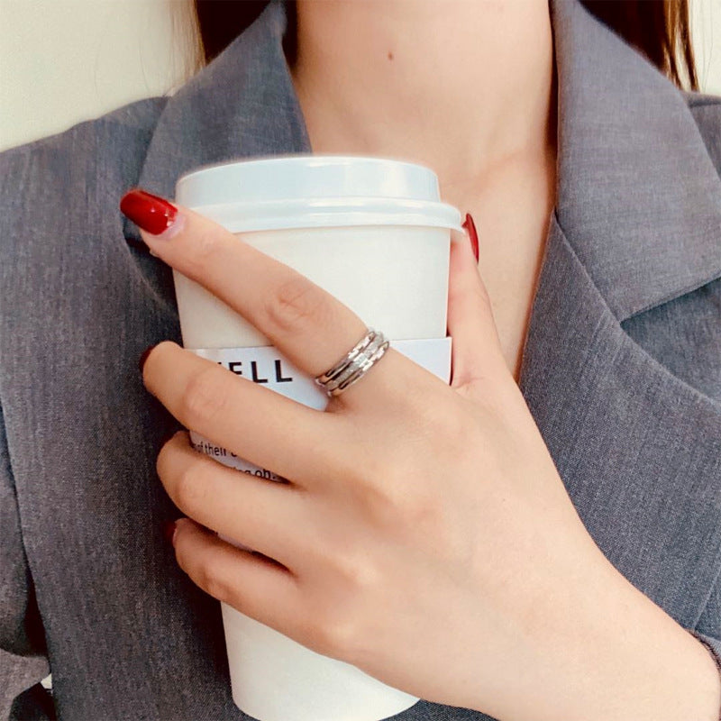 Women's Titanium Steel 3-Piece Retro Ring Set