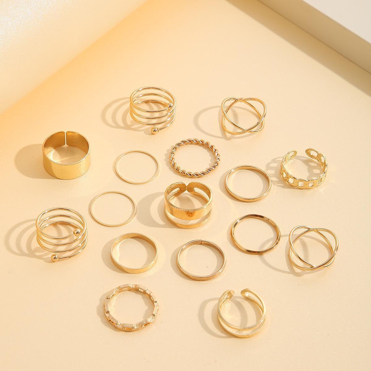 16Pcs Chain Ring Set