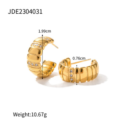 Bread pattern C-shaped earrings