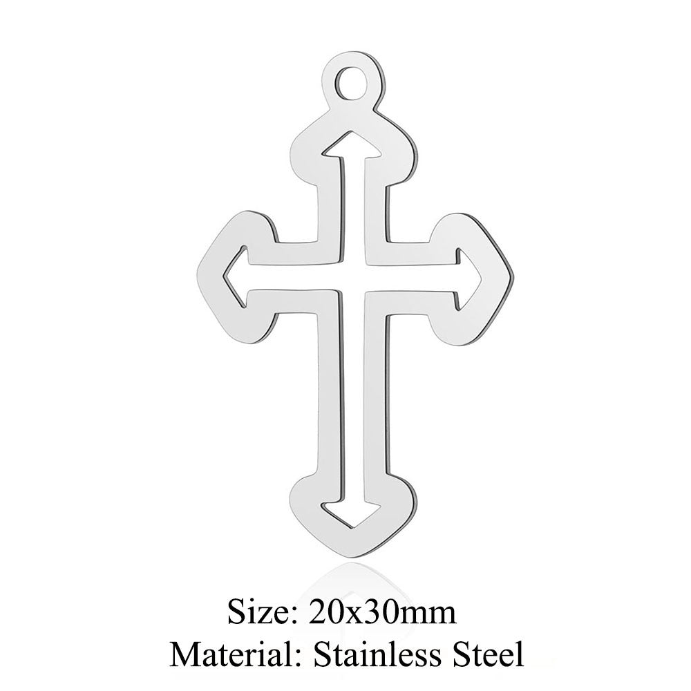 5 pcs/bag witch titanium steel pendant peach heart cross