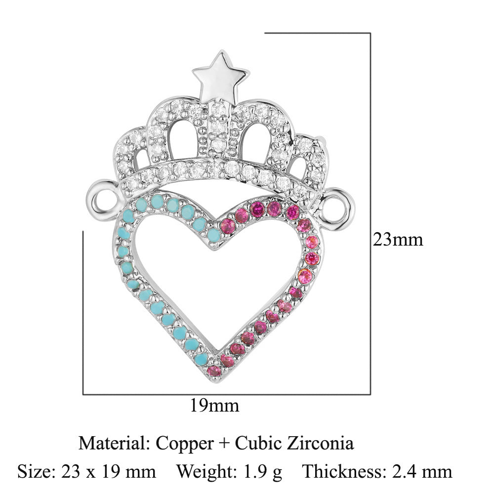 Bead butterfly copper zircon double hole accessories family pendant
