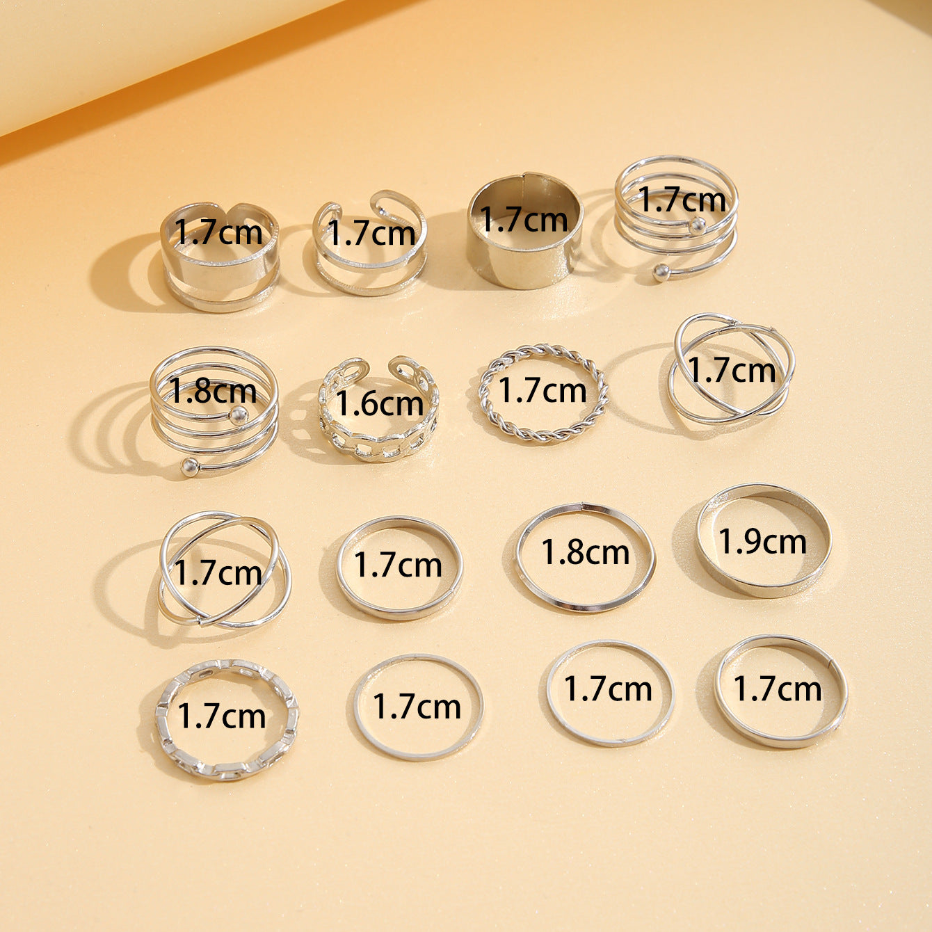 European Retro 16-Piece Joint Ring Set