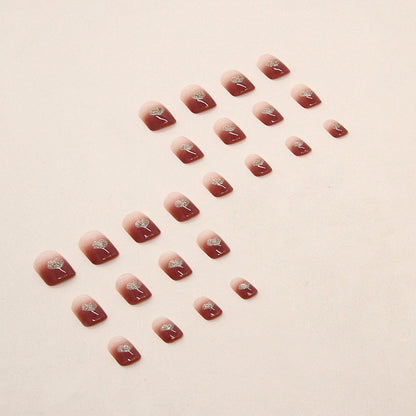 Gradient Glitter Gold Heart Nails