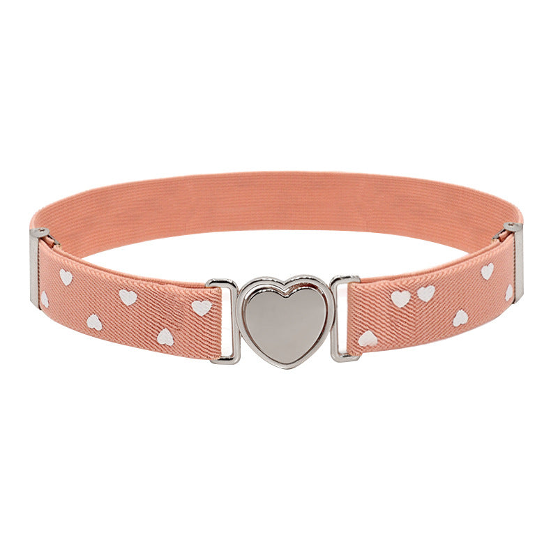 Silver Heart Buckle Adjustable Kids Belt