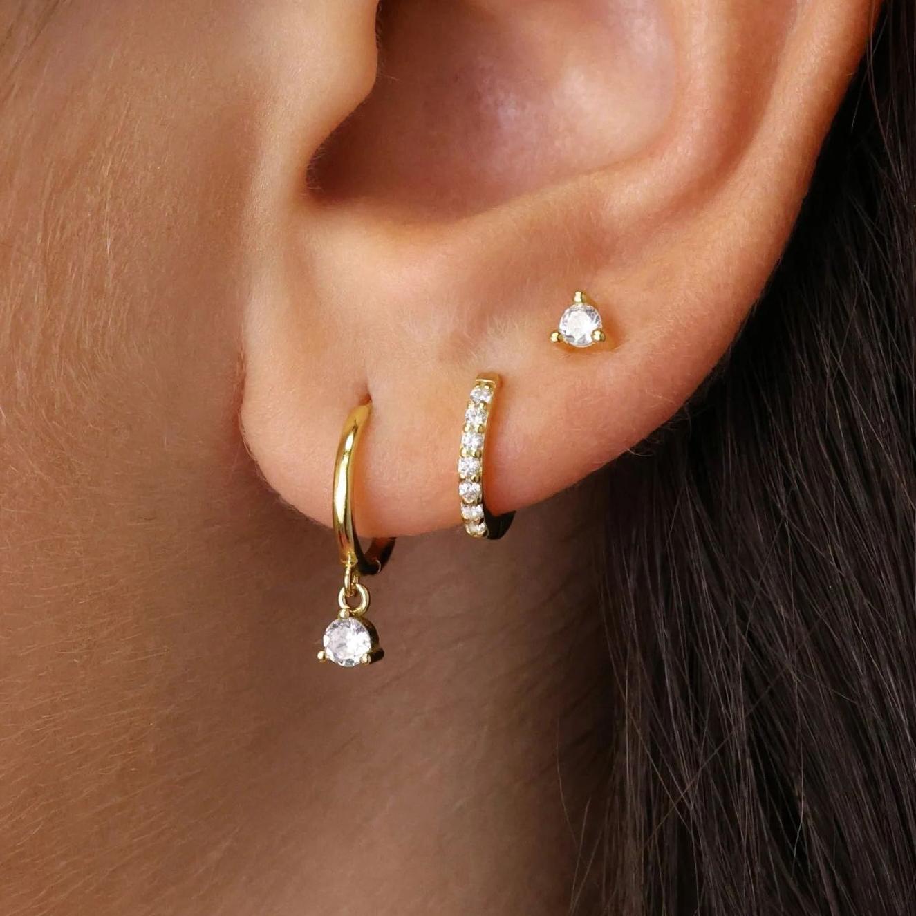 Zircon Stud & Drop Earring Set