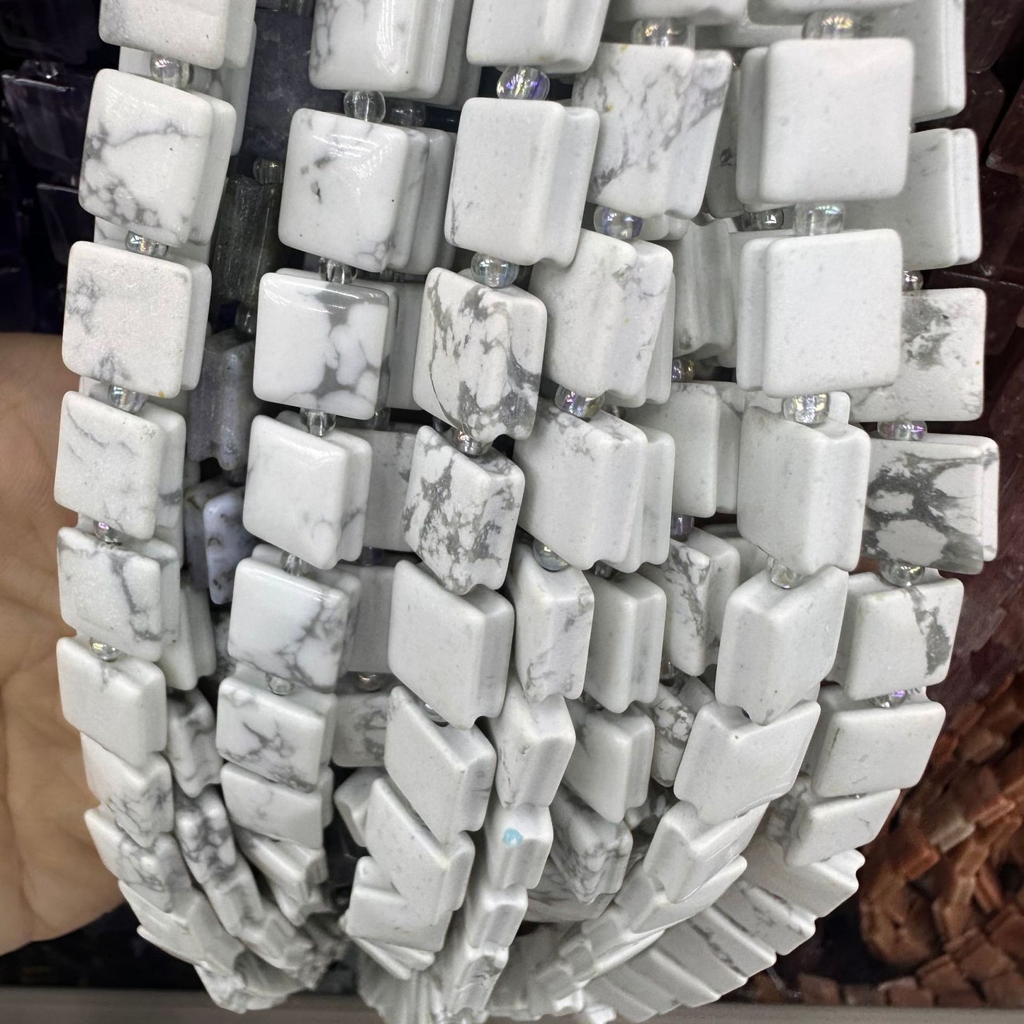 Contas de cristal em formato quadrado, contas soltas 