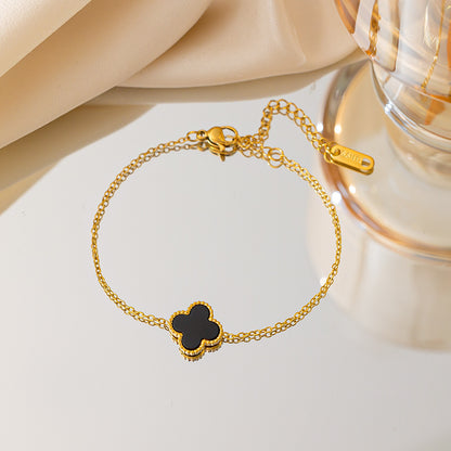 Classic Four Leaf Clover Double Sided Bracelet