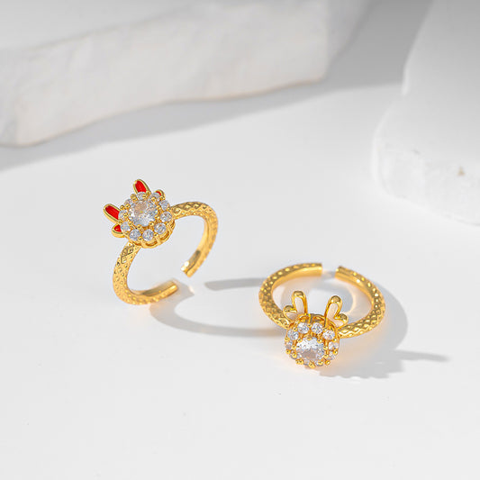 Red Rotatable Dragon Ring Female