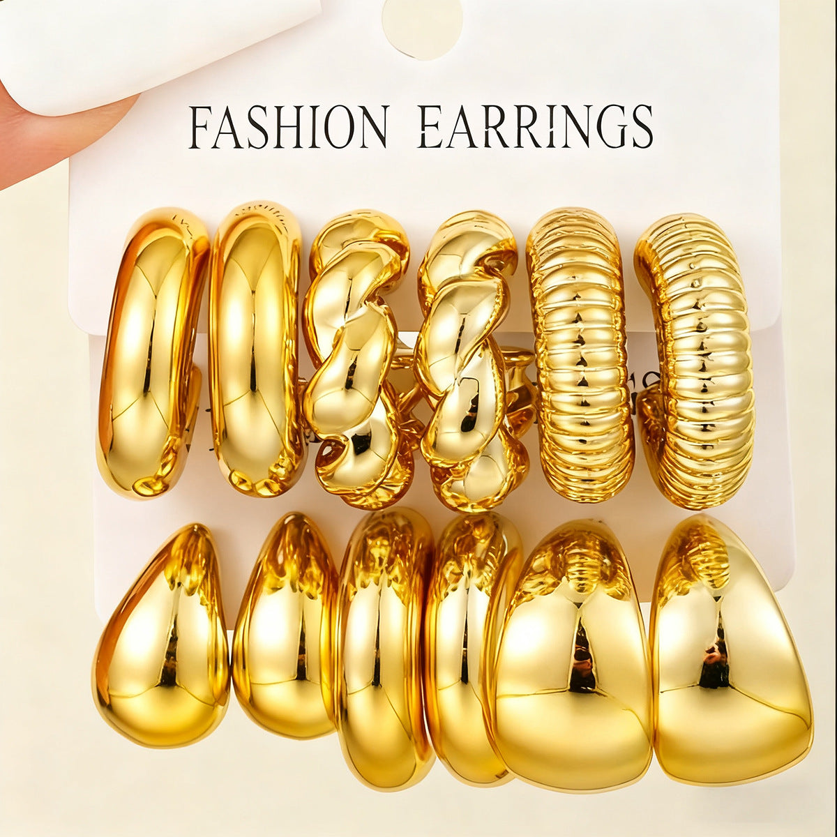 Cross-border hot-selling earrings set European and American ins style metal geometric twist earrings combination earrings