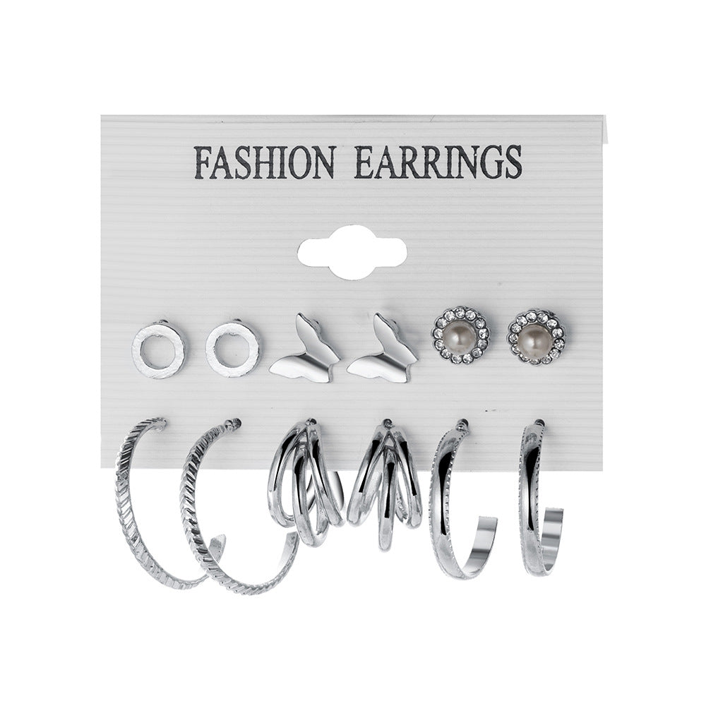 6-Pair C-Shaped Earring Set
