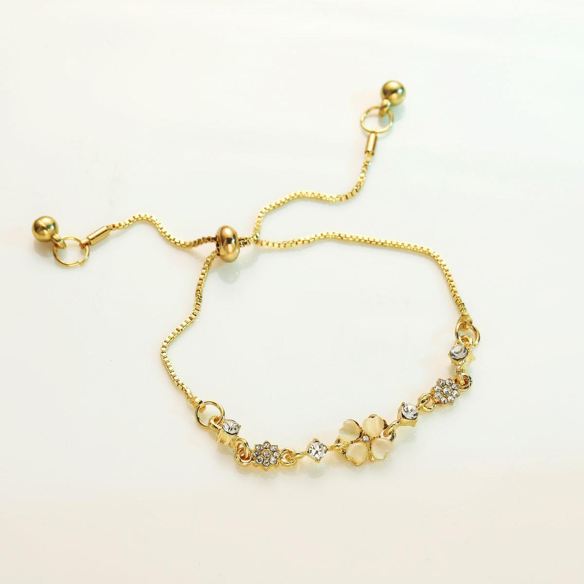 Zircon Leaf Push-Pull Bracelet