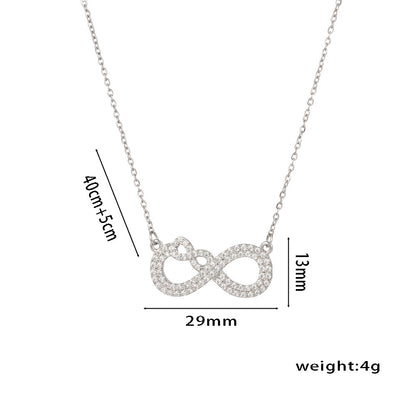 Colar de coração simples e elegante em formato de 8 com zircão, presente versátil para mulheres 