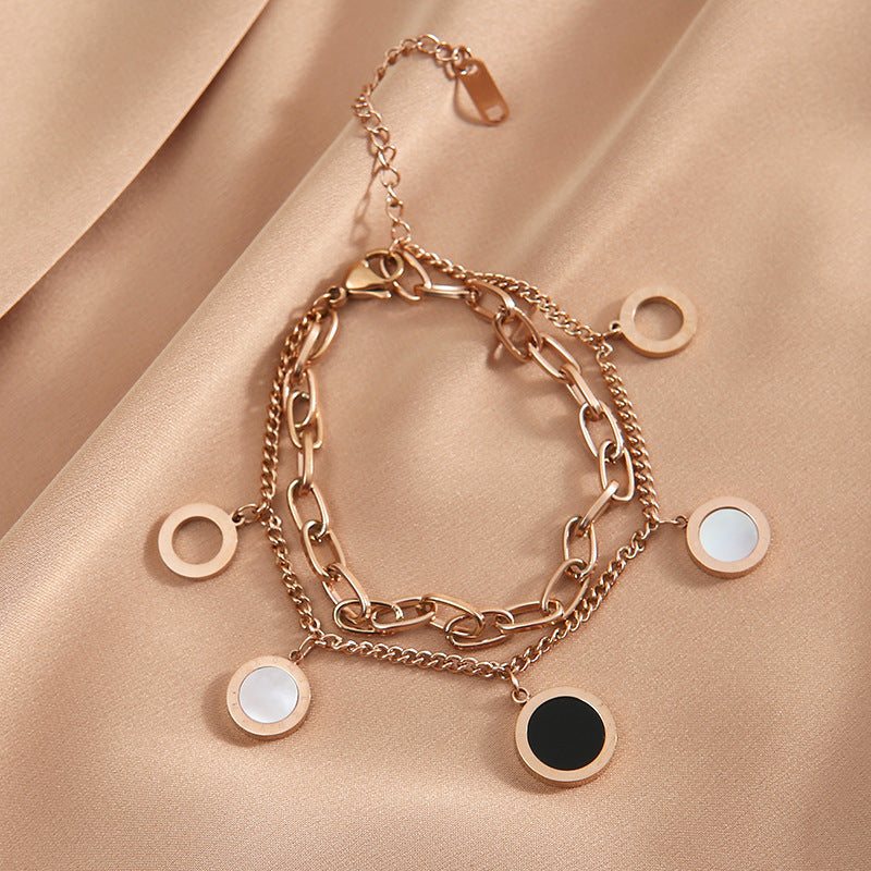Double-sided shell double-layer chain bracelet