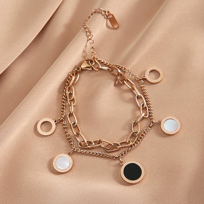 Double-sided shell double-layer chain bracelet