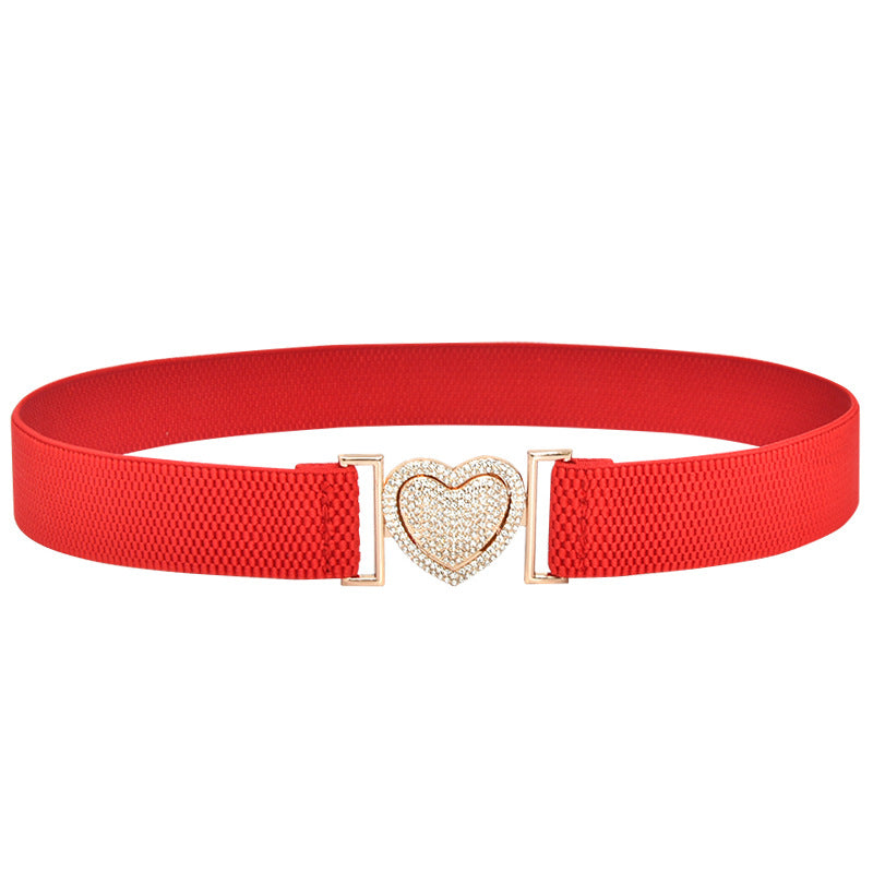 Sparkling rhinestone inlaid elastic belt