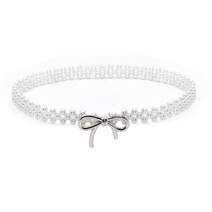 Elastic Waist Chain Women's Pearl Belt