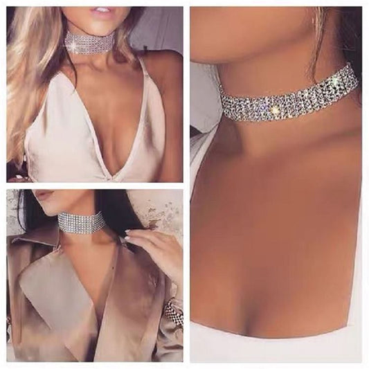 Multi-Layer Full Diamond Choker Necklace