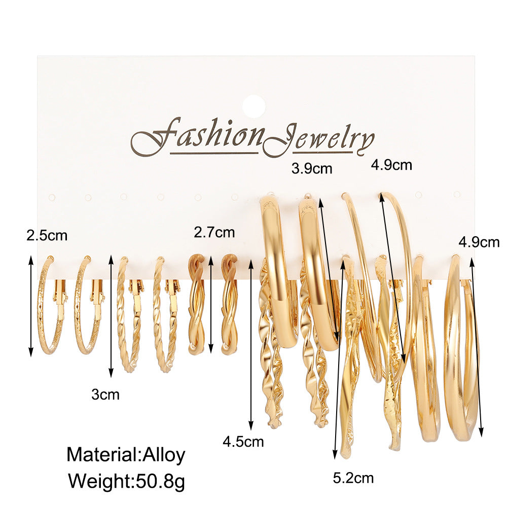 Gold C-Shaped Rhinestone Chain Earrings