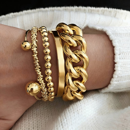 5-Piece Thick Chain Bracelet Set