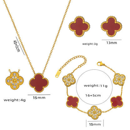 Elegante pulsera de trébol de cuatro hojas, diamantes de imitación, dos estilos 