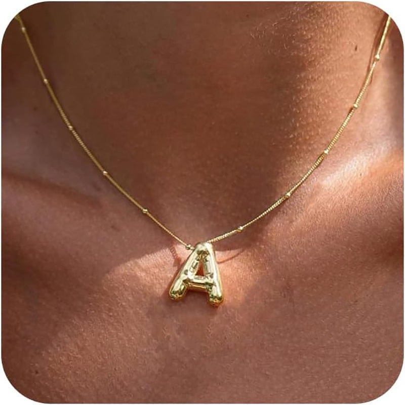 Chubby Letter Pendant Necklace