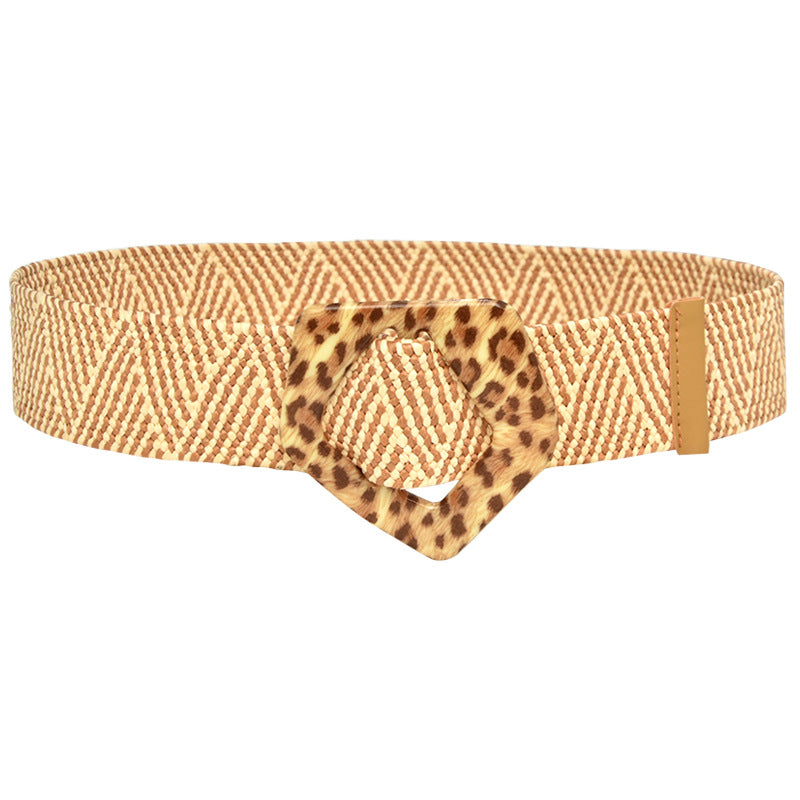 Round Braided Resin Buckle Ladies Belt