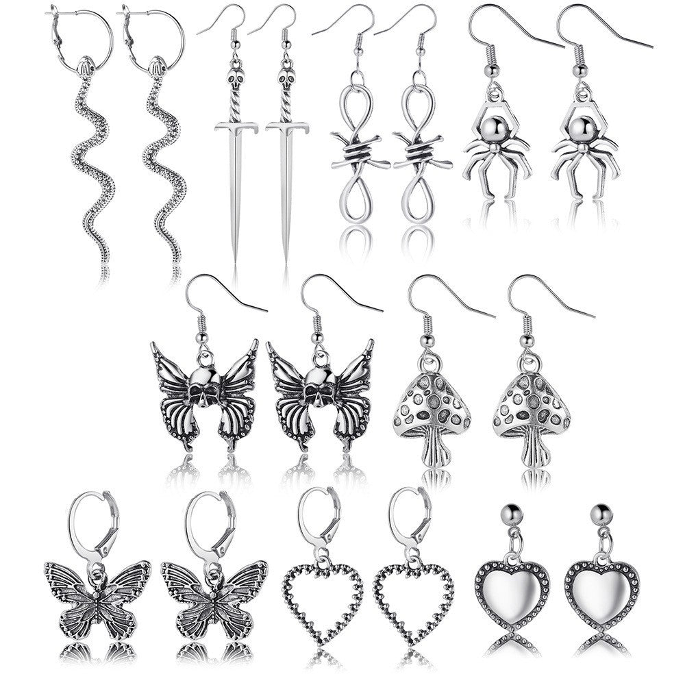 9-Piece Retro Charm Earring Set