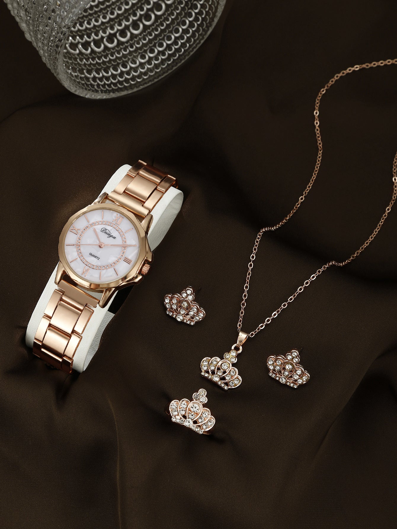 Quartz Watch Rhinestone Alloy Peacock Jewelry Set