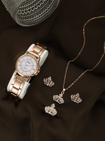 Quartz Watch Rhinestone Alloy Peacock Jewelry Set