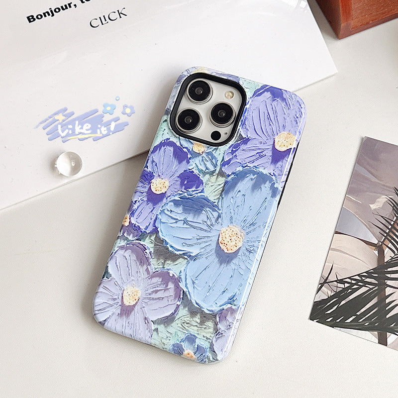 Apple 15 Pro Film 2-in-1 Line Butterfly iPhone 11/12 Crayon Flower Case