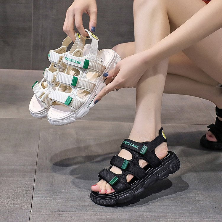 Velcro platform muffin shoes sandals