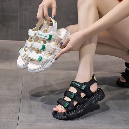 Velcro platform muffin shoes sandals