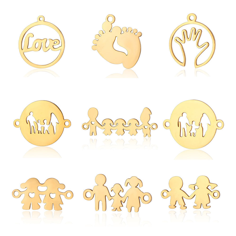 5 pcs/titanium steel jewelry pendant family baby feet