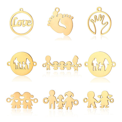 5 pcs/titanium steel jewelry pendant family baby feet