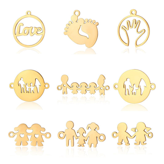 5 pcs/titanium steel jewelry pendant family baby feet