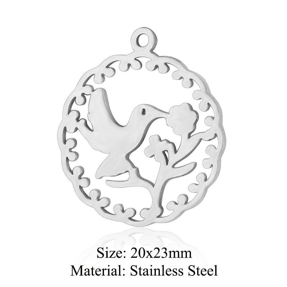 Colgante de acero de titanio con forma de elefante, lobo, tortuga, león y oso, 5 unidades por bolsa 