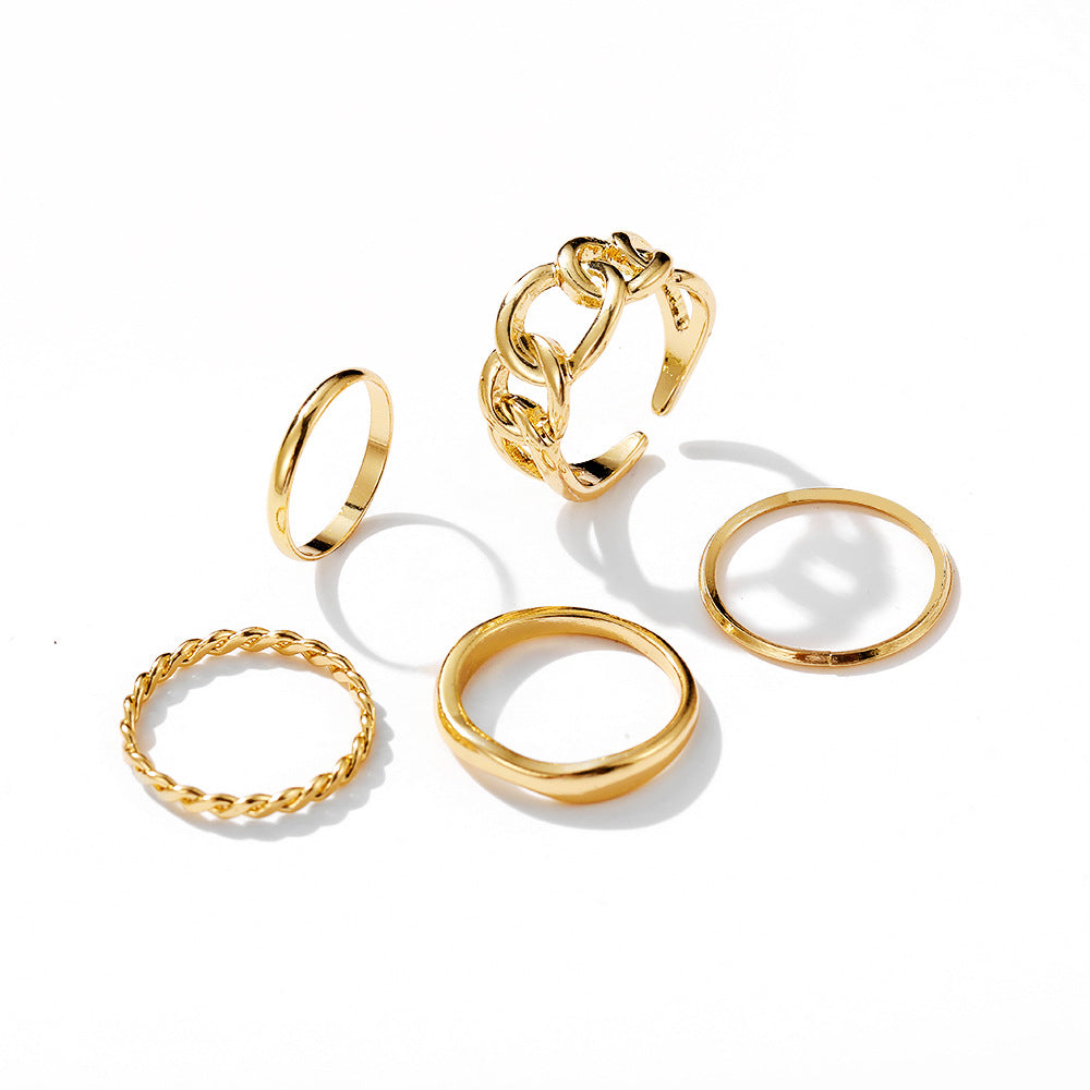 5-Piece Retro Chain Ring Set