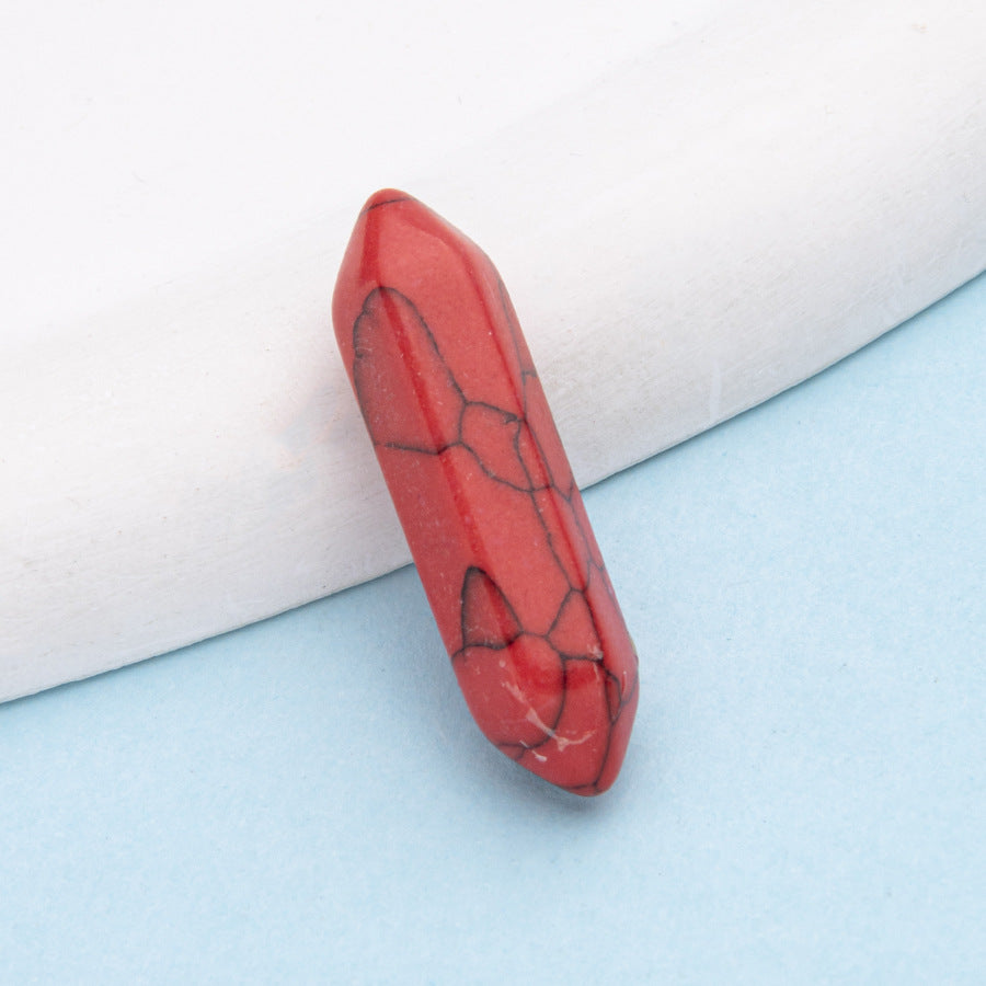 Colar de pingente de coluna hexagonal de ponta dupla de cristal 