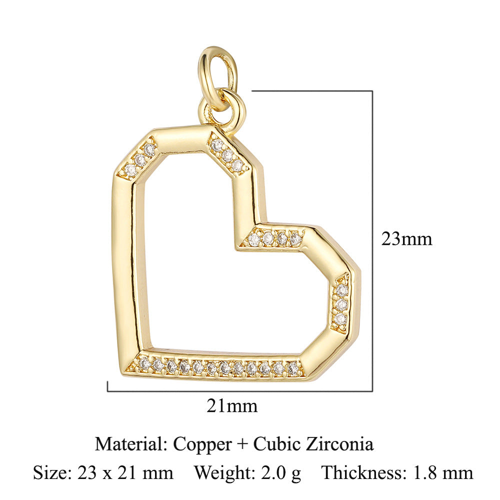 Colgante de cobre y circonita con forma de llave y candado en forma de corazón de melocotón 